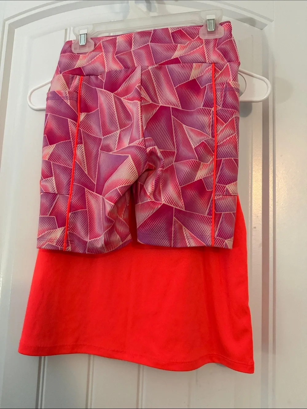 Gently worn Girls' Bright Coral Tank Top Matching and shorts Set